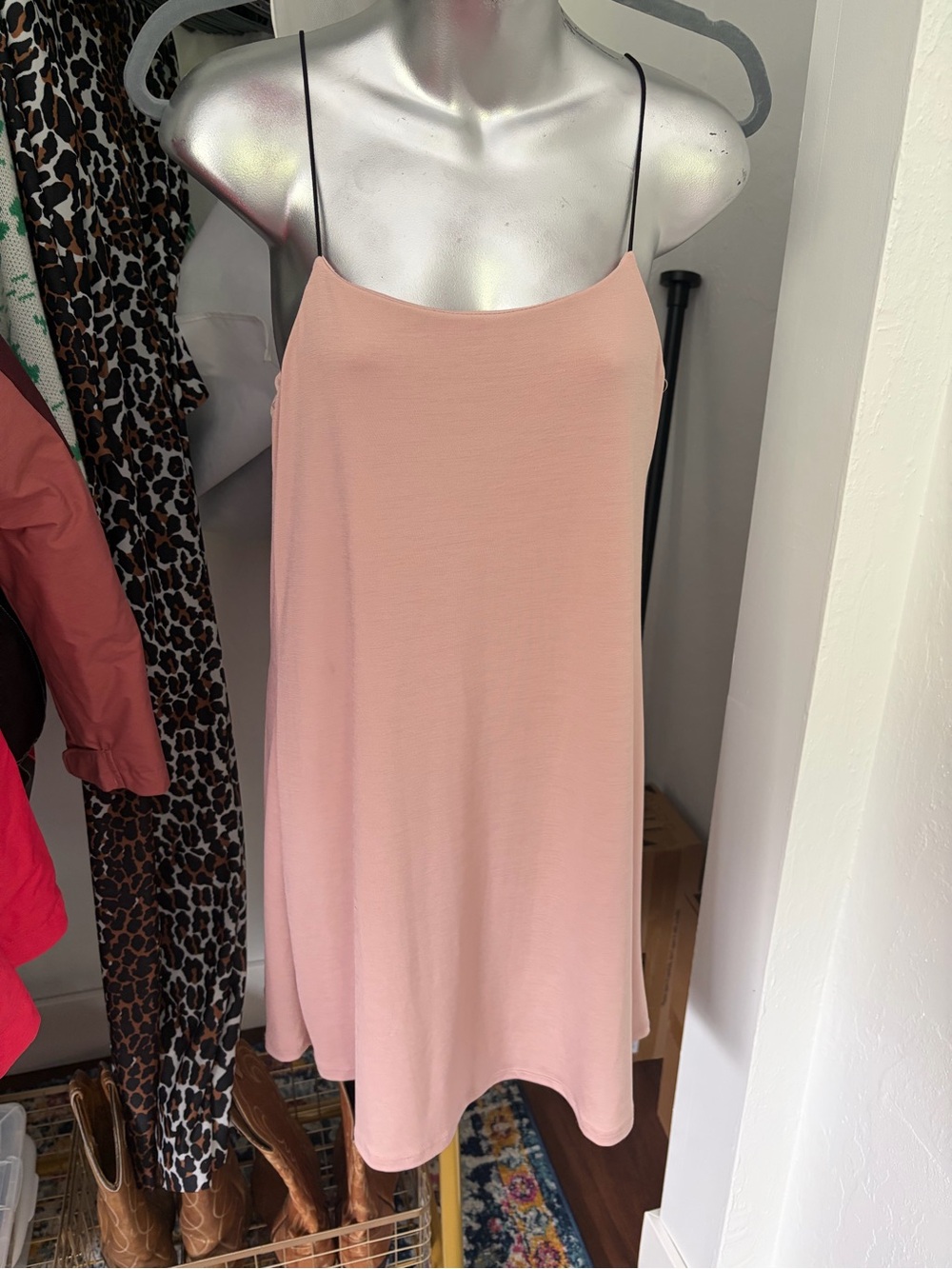 Lush Spaghetti-Strap Mini Dress in Dusty Rose